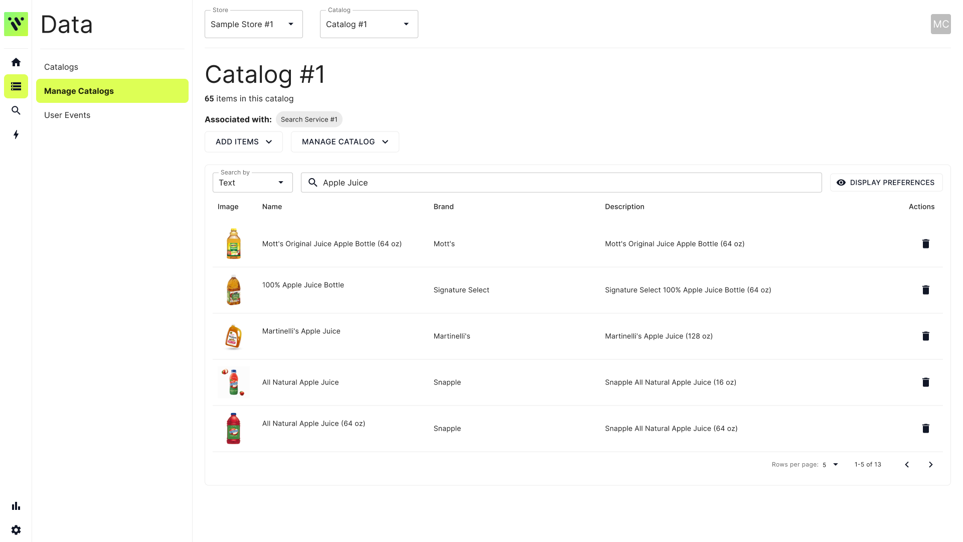 Manage Catalogs